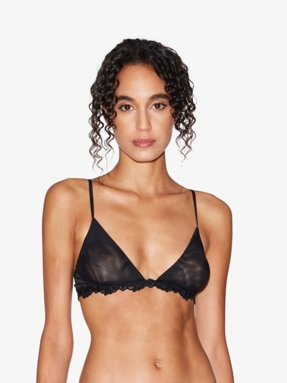 La Perla Triangle Bra In Sheer Stretch Tulle Black 32C $240
